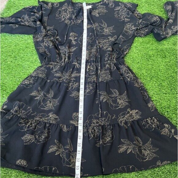 Aritzia Womens Wilfred Marvelle Floral Tier Ruffle Black Dress Medium - Picture 7 of 10